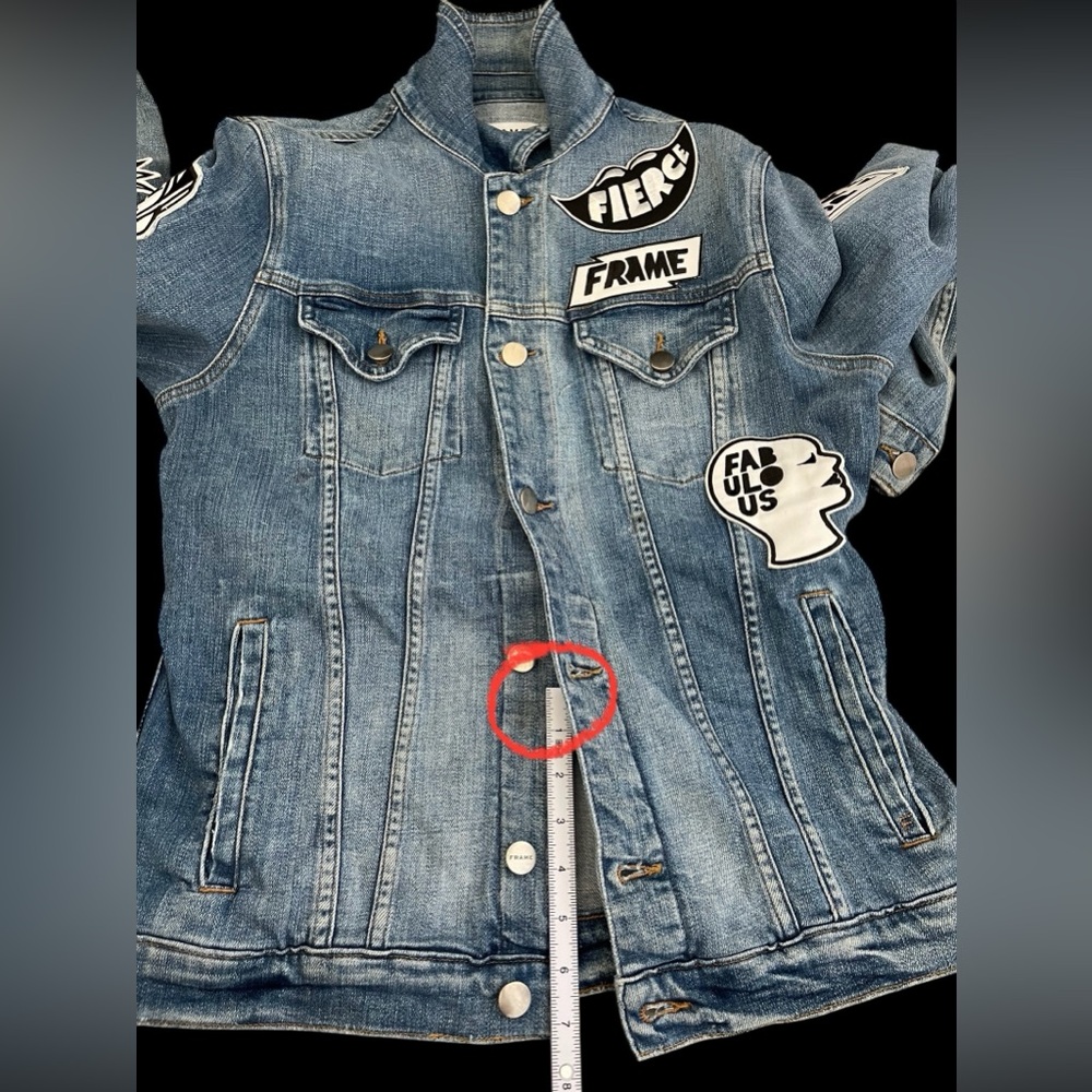 FRAME x Bjorn Iooss SS17 Denim Jacket Patches Distressed Blue Size M Rare - Picture 11 of 11